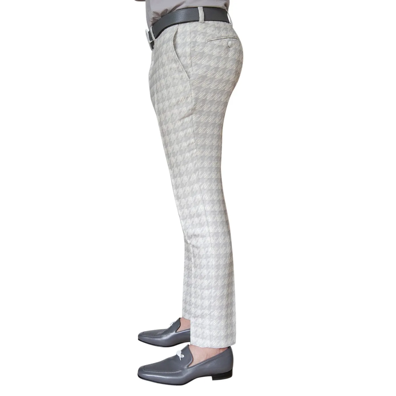 Oyster Grigio Houndstooth Trousers