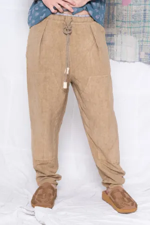 P70 Pleated Easy Pant Wild Silk & Hemp Uneven Dye Clay