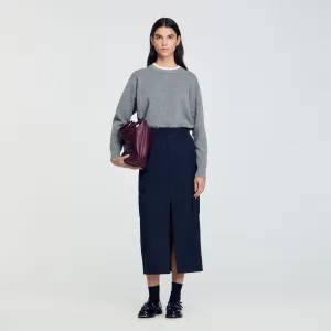 Paolina Long Cargo Skirt Navy Blue