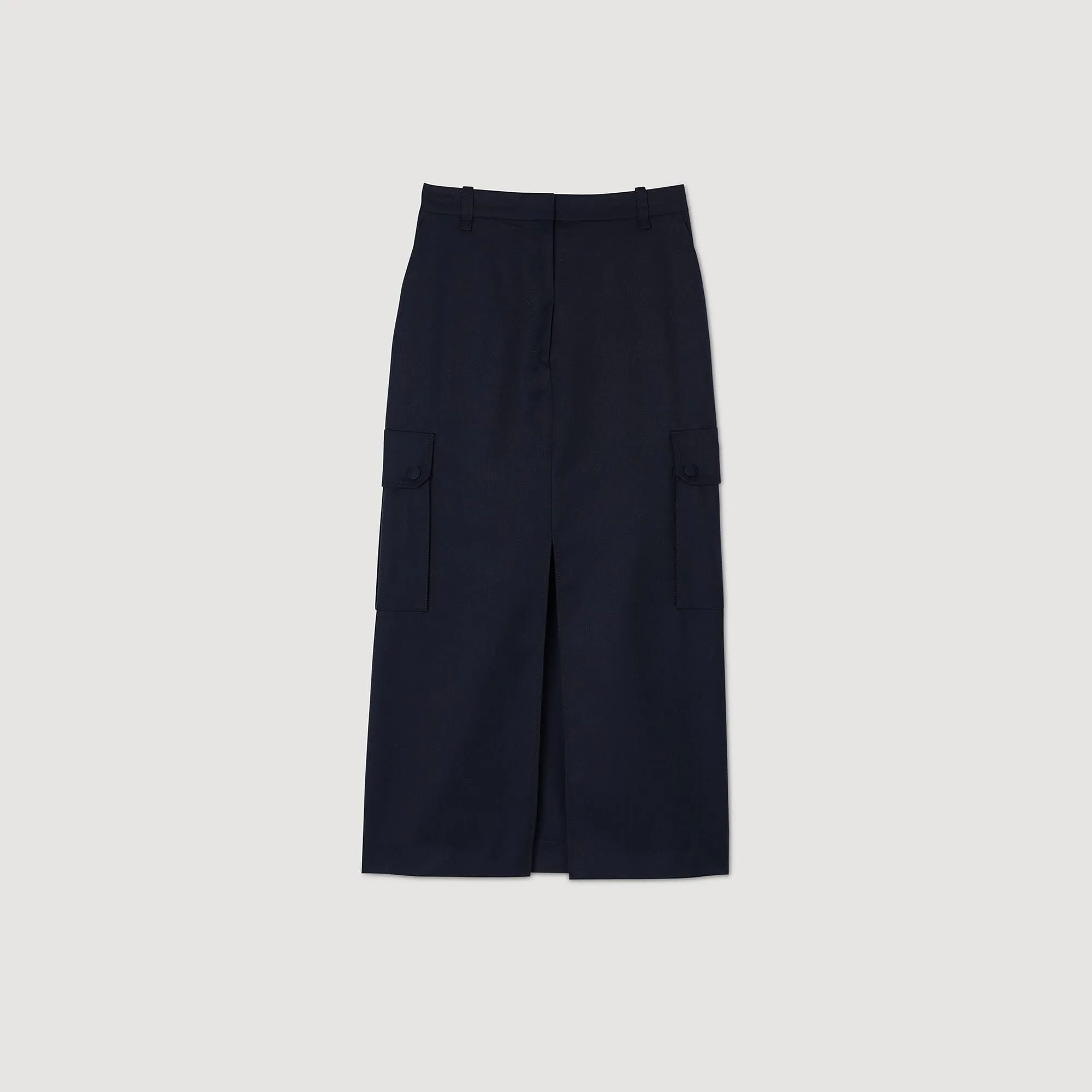 Paolina Long Cargo Skirt Navy Blue
