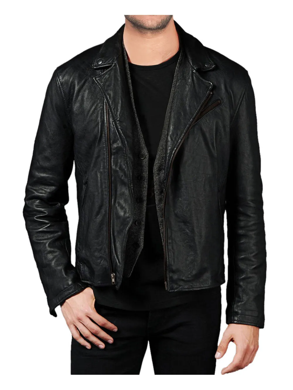 Peppy Style Genuine Leather Biker Jacket For Men