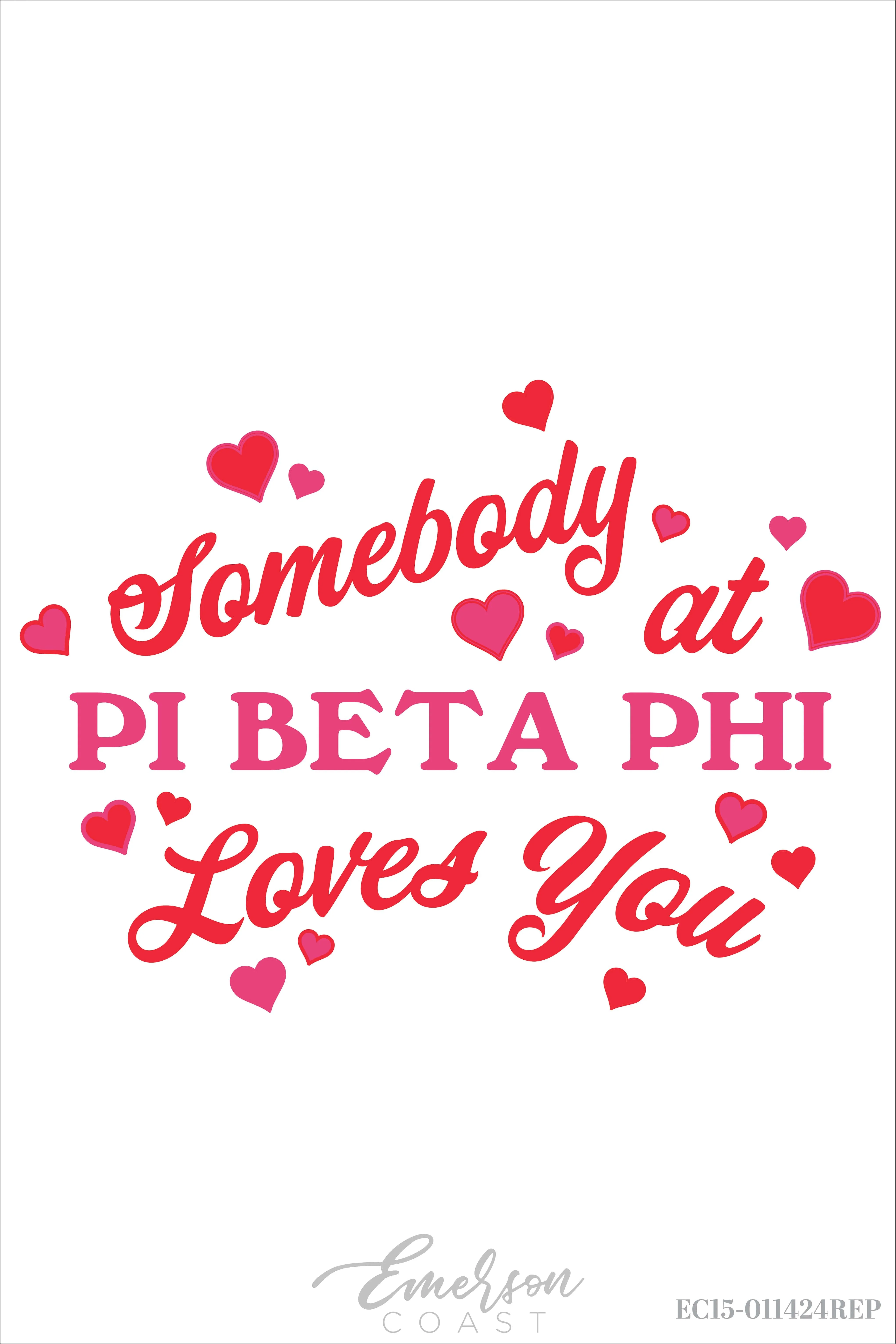 Pi Phi Somebody Loves Me Heart Tshirt