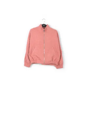 Pink houndstooth jacquard bomber jacket