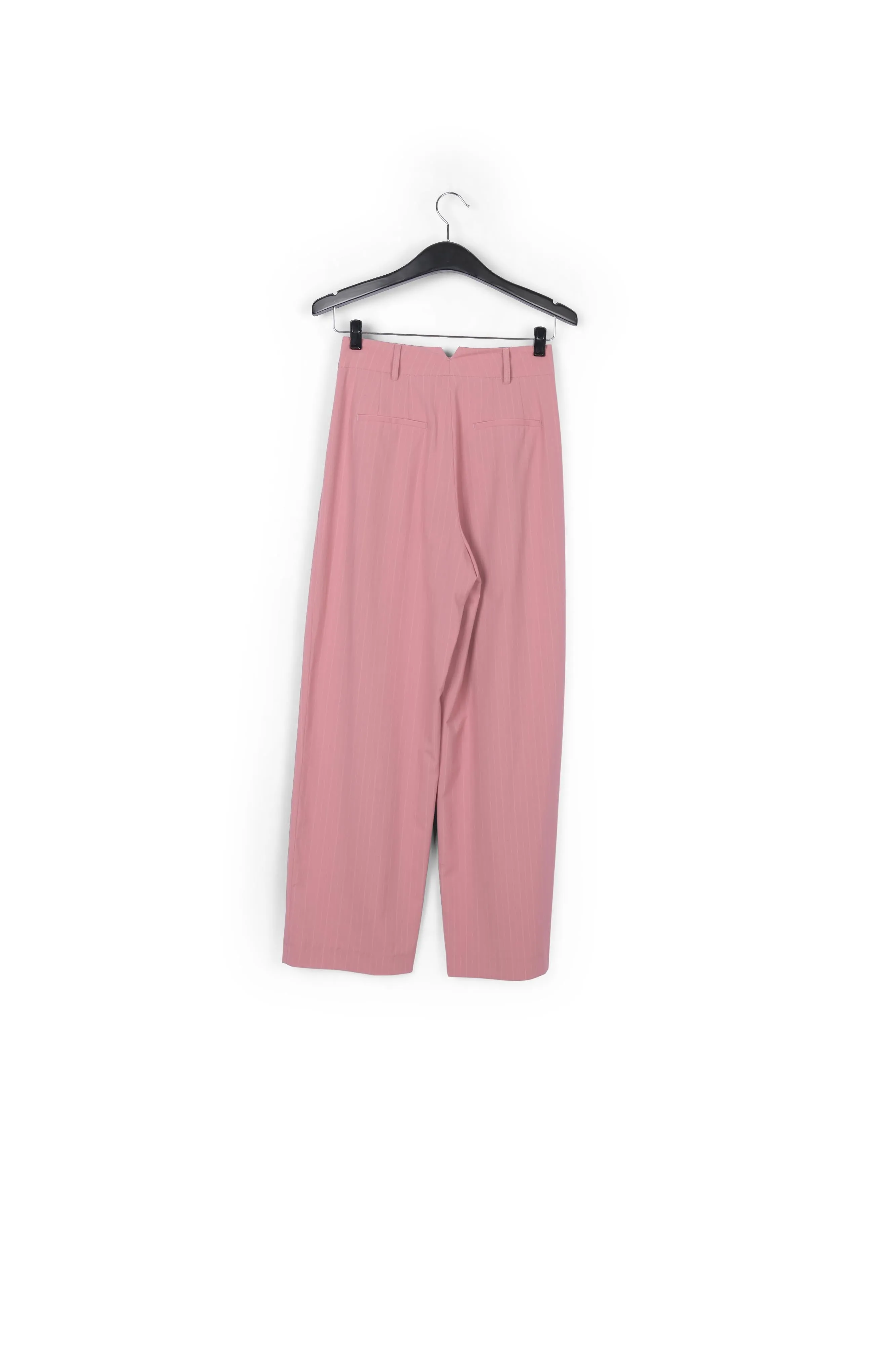 Pink pinstriped tailored pants