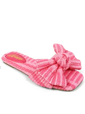 PINK WOVEN BOW SANDALS