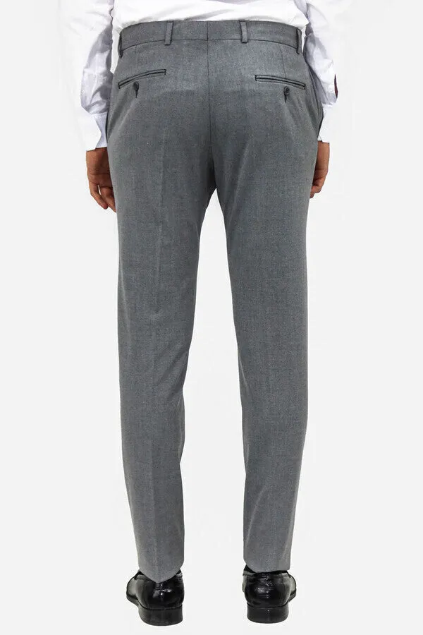 Plain Grey Men Dress Pants - Wessi
