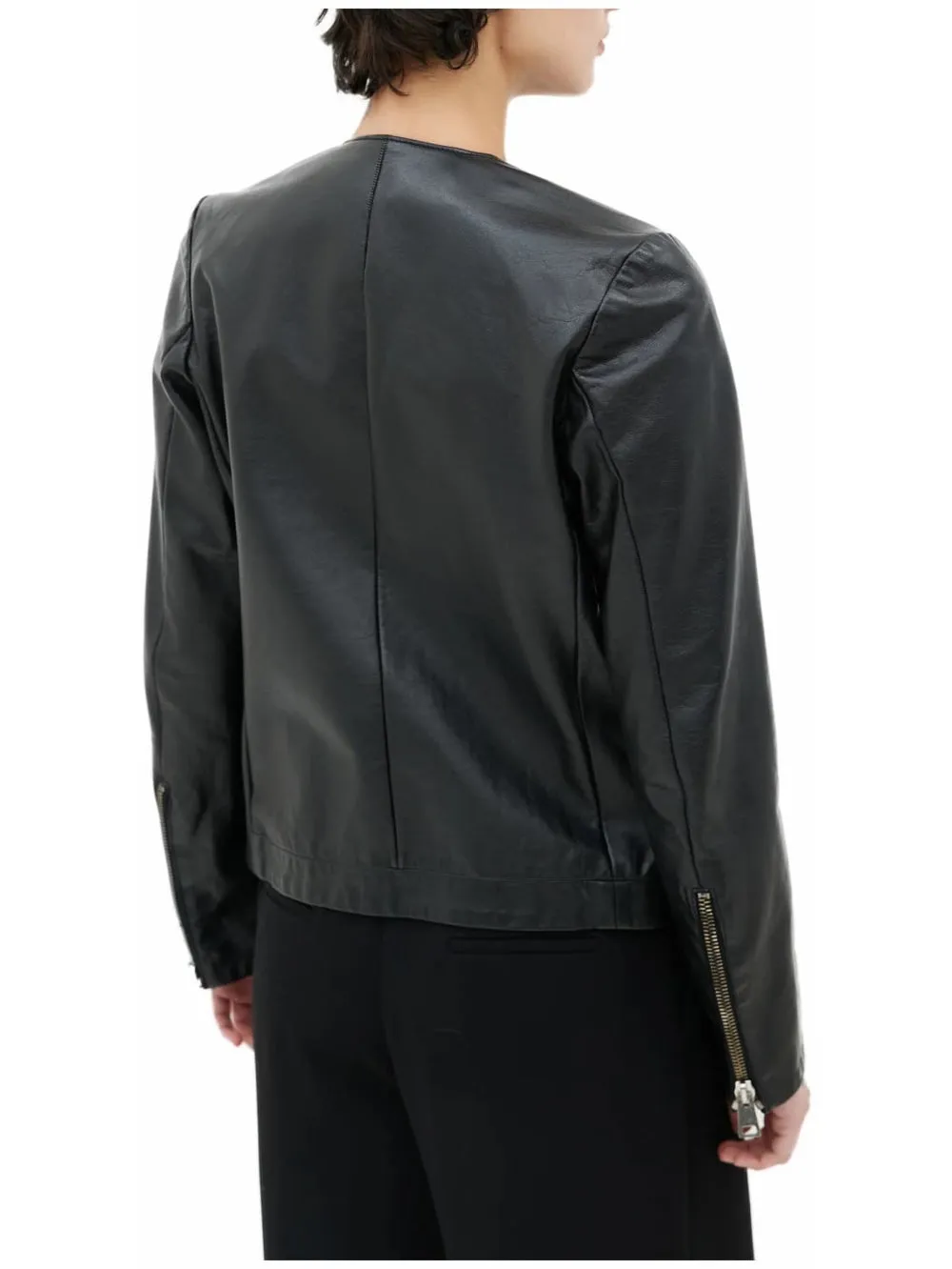 Polished Belted Leather Moto Jacket