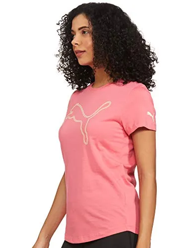 Puma Women's Graphic Regular T-Shirt (84789603_Sun Kissed Coral_L)