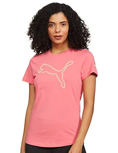Puma Women's Graphic Regular T-Shirt (84789603_Sun Kissed Coral_L)