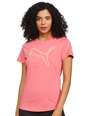 Puma Women's Graphic Regular T-Shirt (84789603_Sun Kissed Coral_L)
