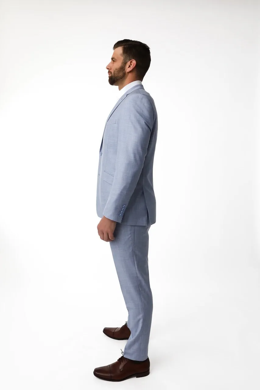 Pursuit Light Blue Sharkskin Suit