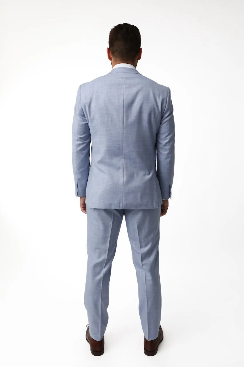 Pursuit Light Blue Sharkskin Suit