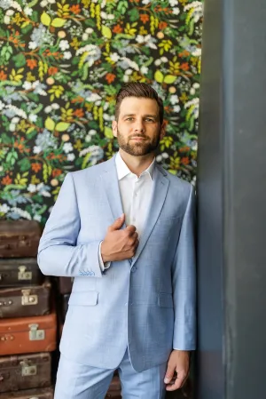 Pursuit Light Blue Sharkskin Suit