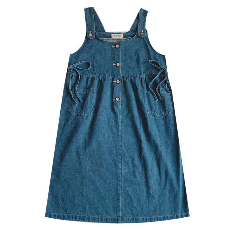 "CUTE PANDA LACE" DENIM VEST DRESS Y031403