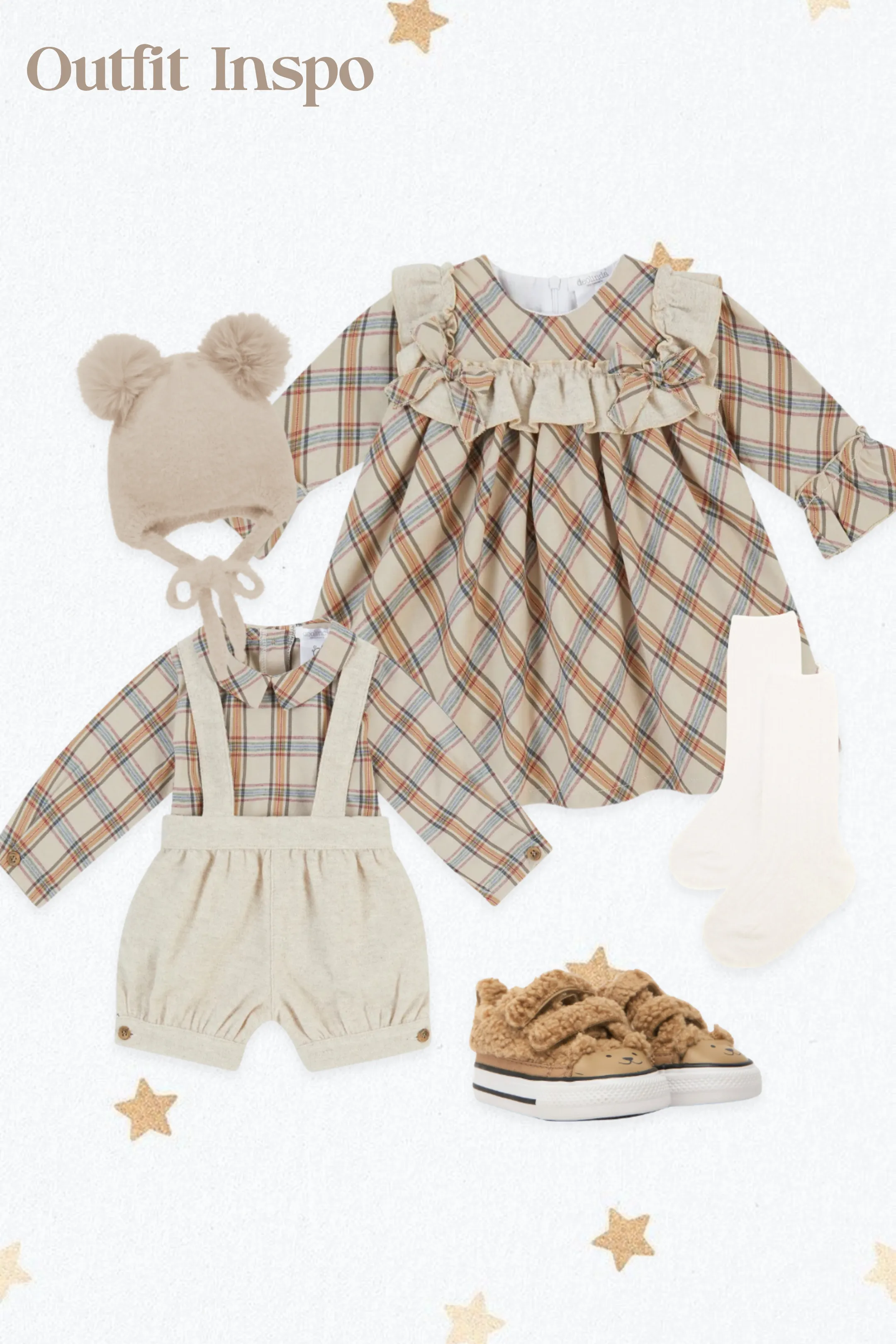 "Nathaniel" Beige Tartan Shirt & Jam Pants