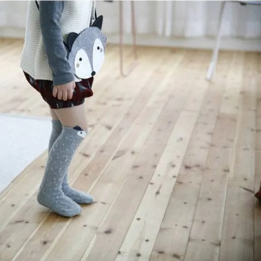 Raccoon Knee Socks in Grey