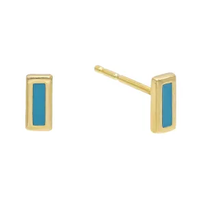 Rectangle Stud Earring 14K