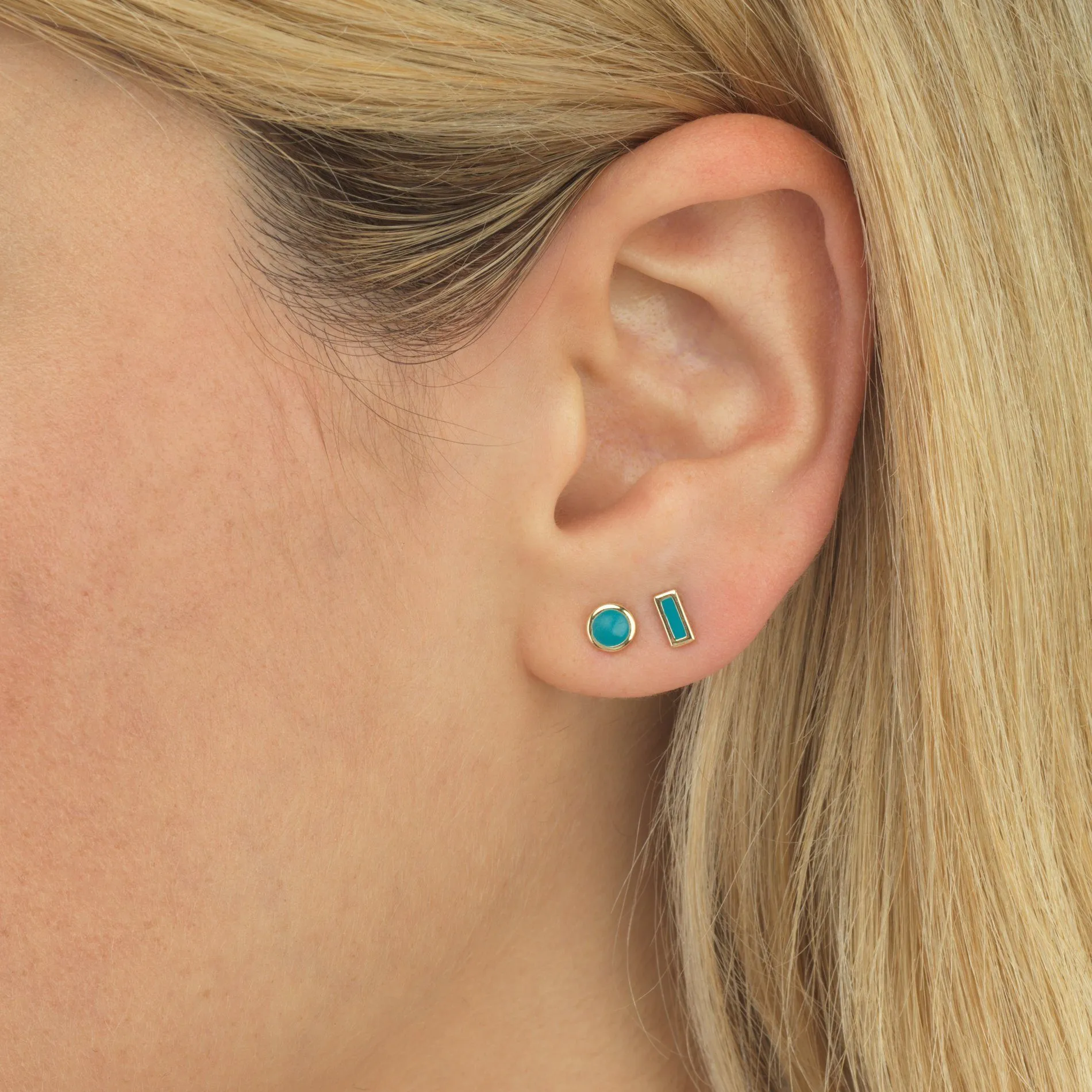 Rectangle Stud Earring 14K