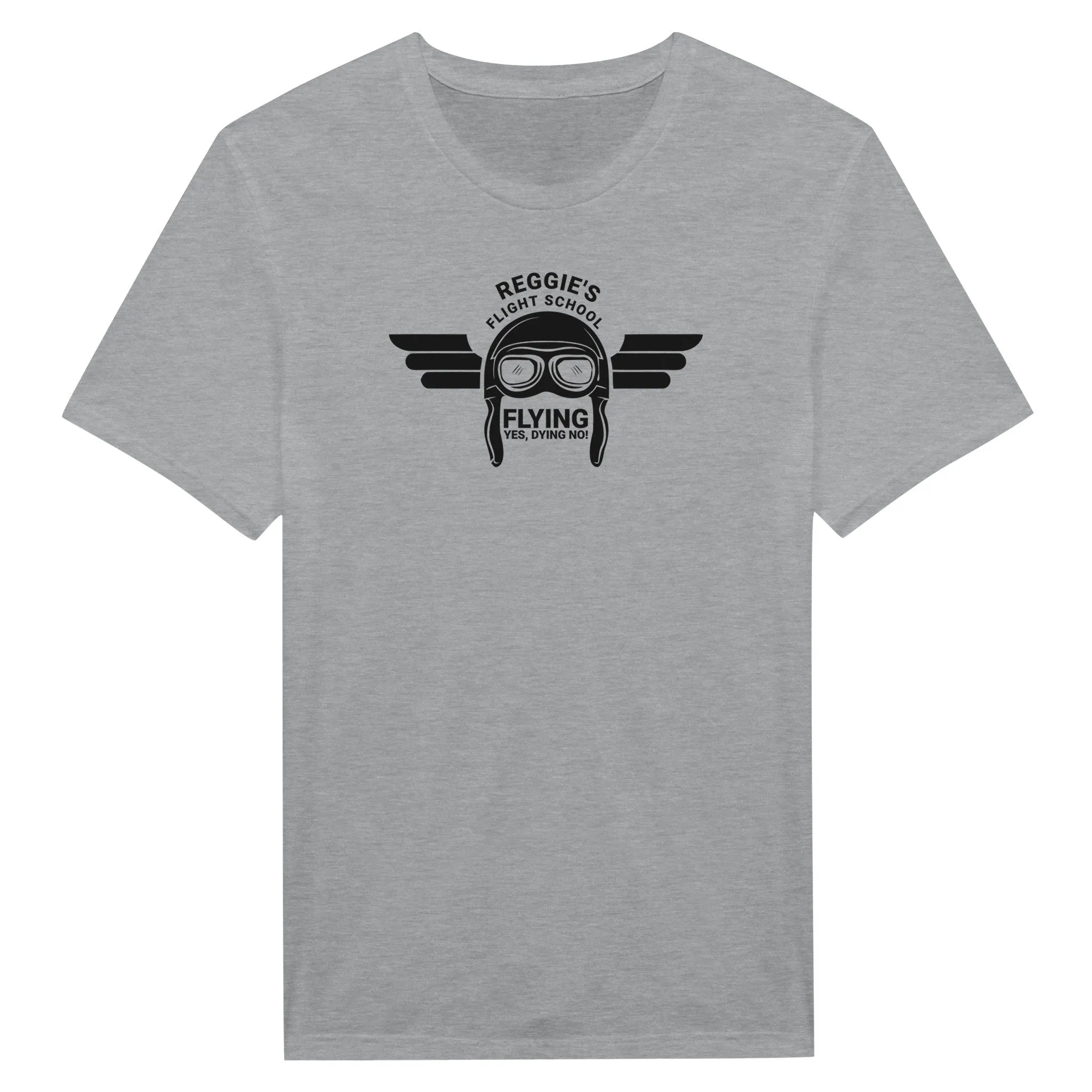 Reggie's Flight School Flying Yes Dying No! Iron Eagle Movie T-Shirt