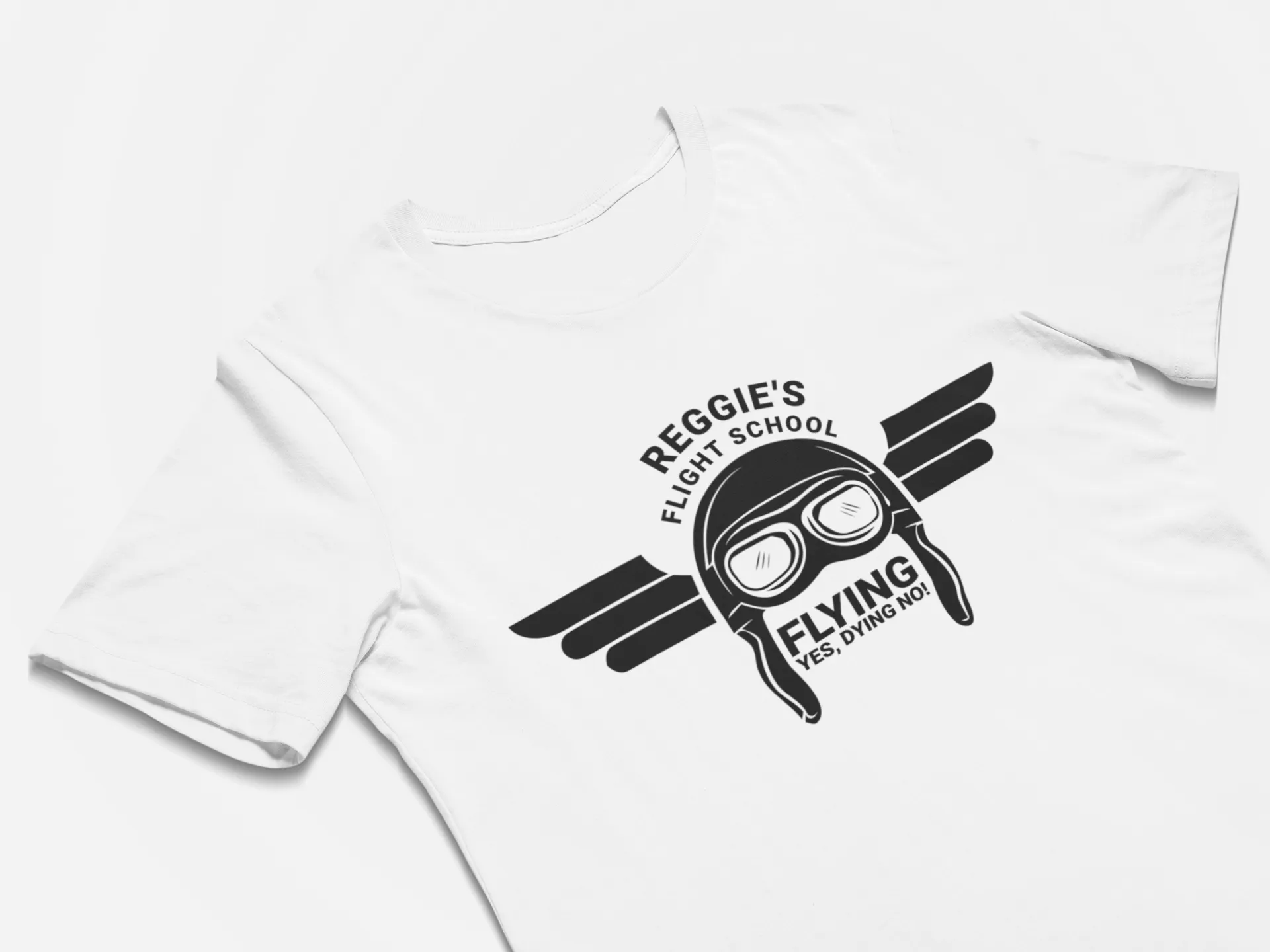 Reggie's Flight School Flying Yes Dying No! Iron Eagle Movie T-Shirt