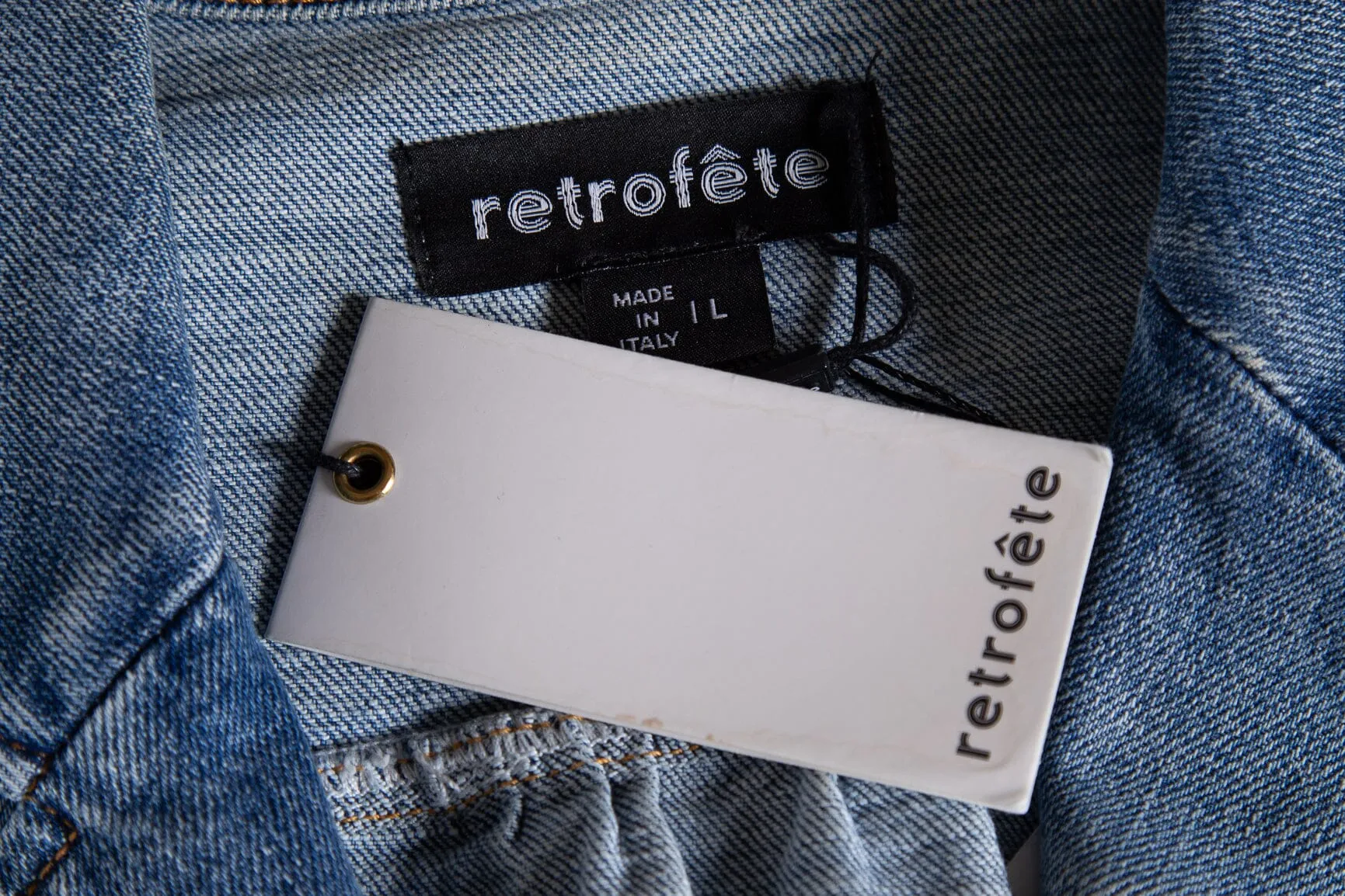 Retrofete Denim Gia Short Sleeve Dress SZ L NWT