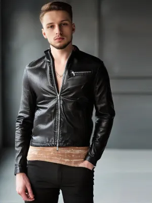 Revved-Up Moto Genuine Leather Jacket for Men