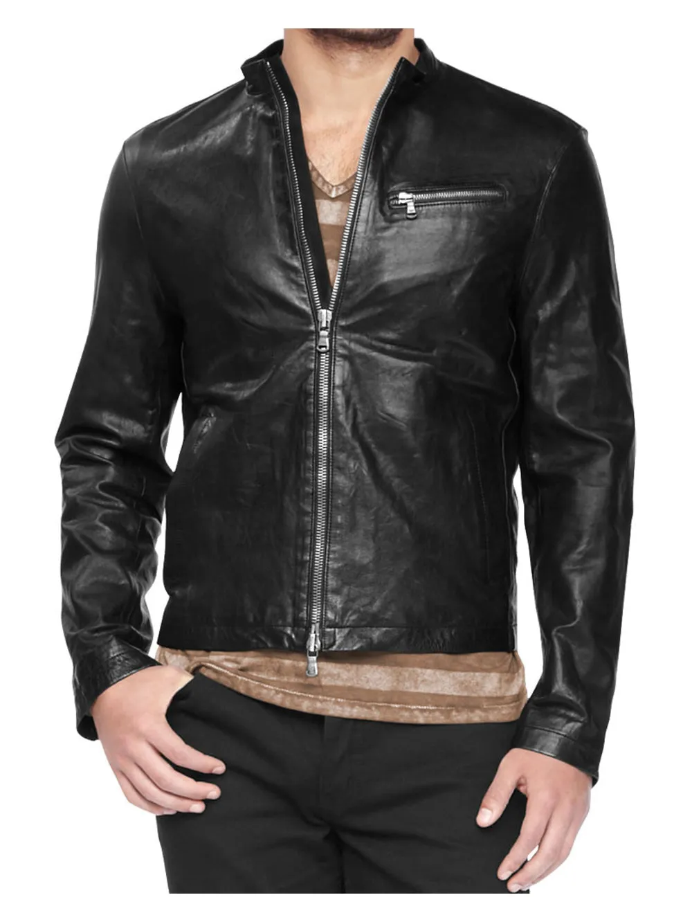 Revved-Up Moto Genuine Leather Jacket for Men