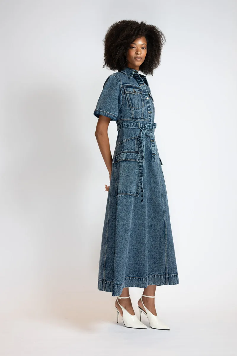 Rinsed Indigo Denim Safari Dress