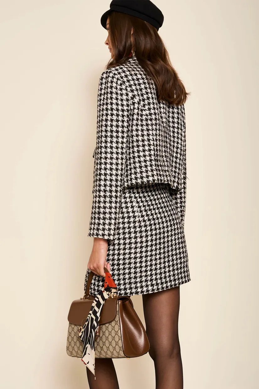Rixo Leila Jacket - Houndstooth Mono
