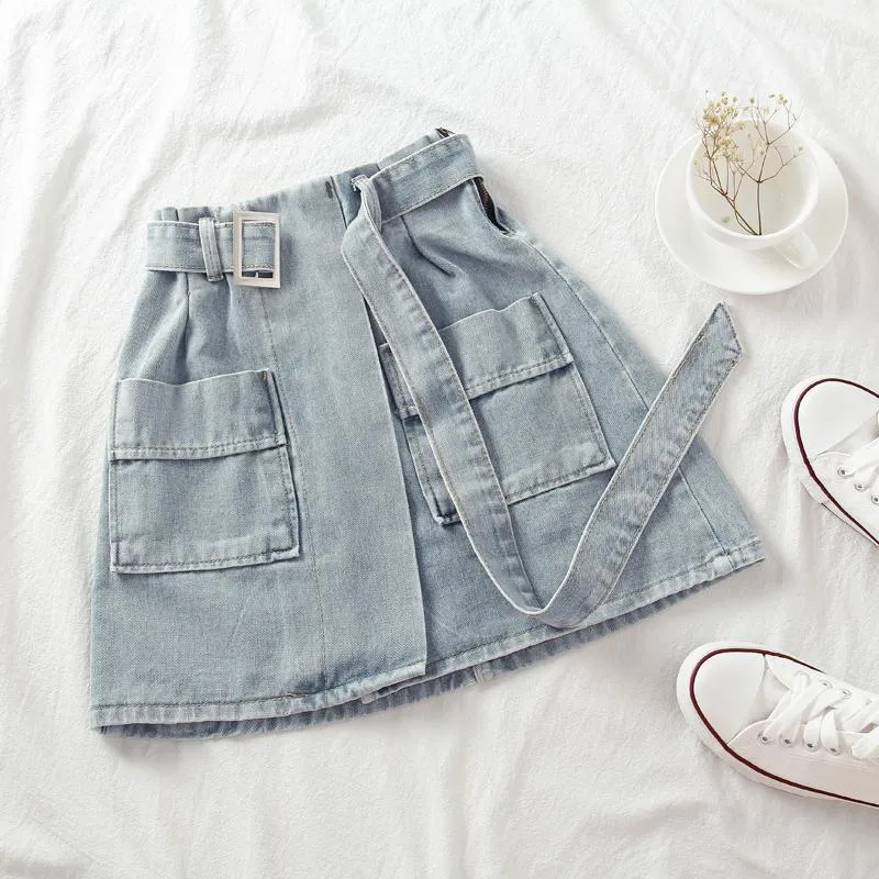 Rock mit Jeansstoff und Taschen