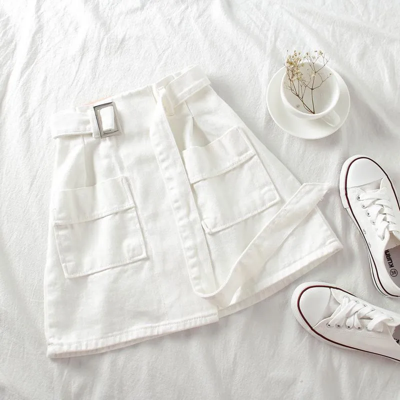 Rock mit Jeansstoff und Taschen