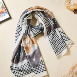 Rose Houndstooth Printed Winter Scarf