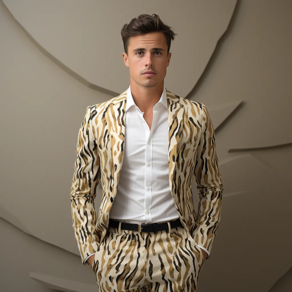 Rulercosplay Mens 2 Piece Print Suit Floral Party Dress Jacket Slim 2 Button Blazer Pants For Christmas Party