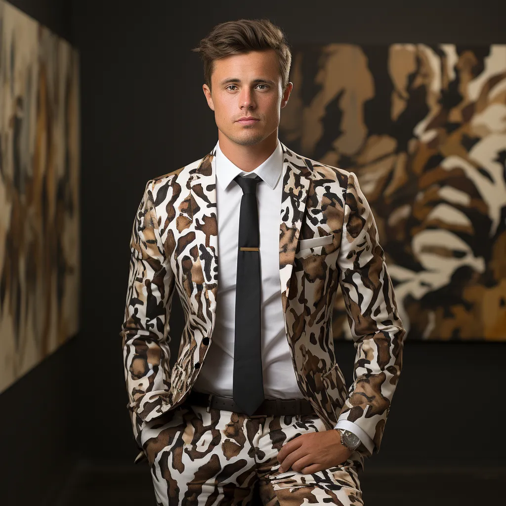 Rulercosplay Mens 2 Piece Print Suit Floral Party Dress Jacket Slim 2 Button Blazer Pants For Christmas Party