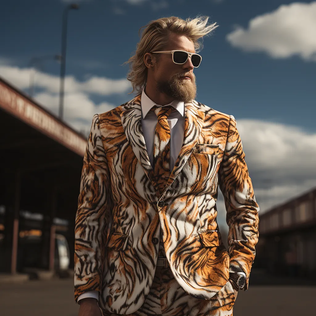 Rulercosplay Mens 2 Piece Print Suit Floral Party Dress Jacket Slim 2 Button Blazer Pants For Christmas