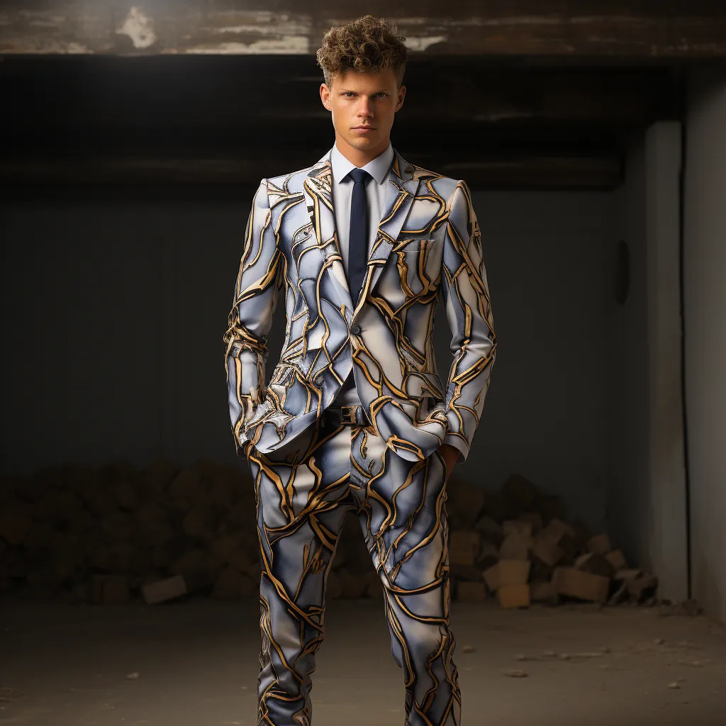 Rulercosplay Mens 2 Piece Print Suit Floral Party Dress Jacket Slim 2 Button Blazer Pants For Christmas