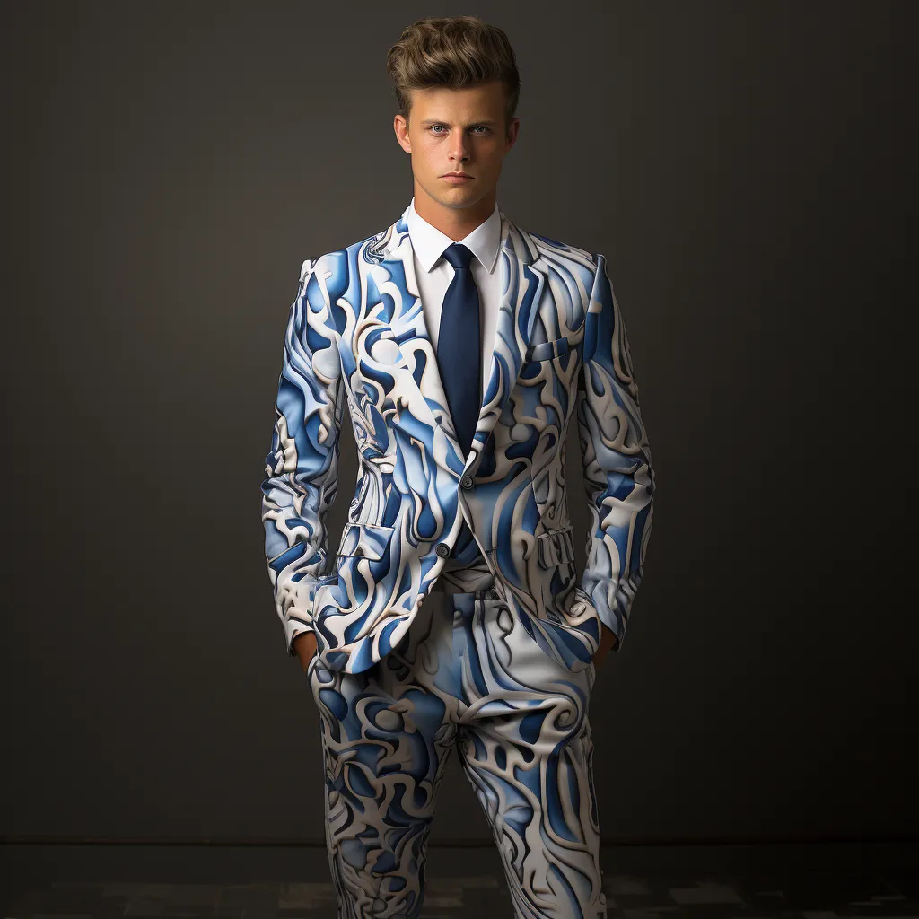 Rulercosplay Mens 2 Piece Print Suit Floral Party Dress Jacket Slim 2 Button Blazer Pants For Christmas