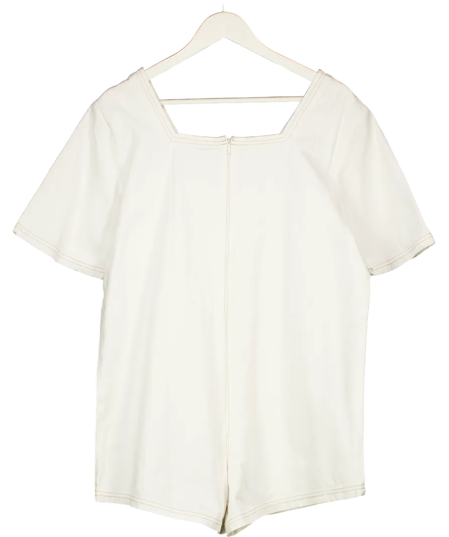 Sabo Skirt White Short Sleeve Denim Playsuit UK S
