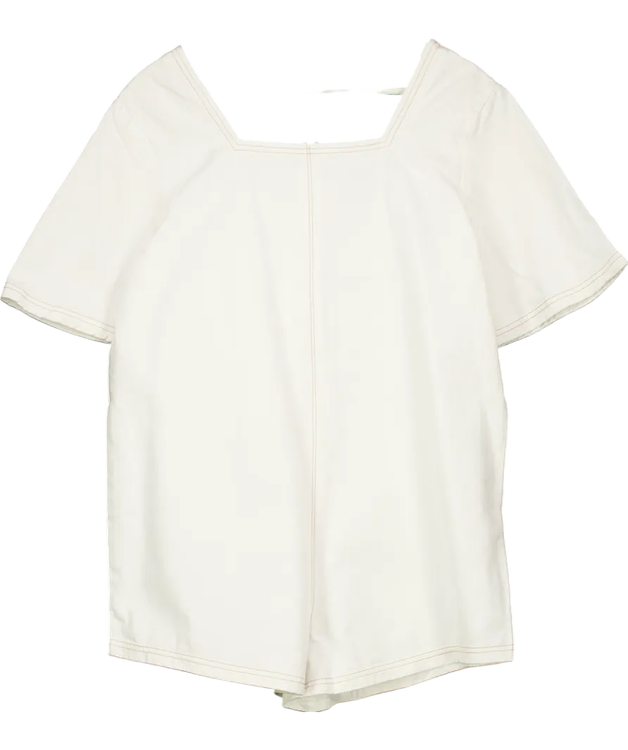 Sabo Skirt White Short Sleeve Denim Playsuit UK S