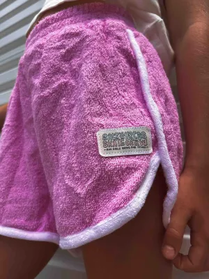 Salty Shreds Skate crew (rad girls doing rad things) retro towel short - Pink