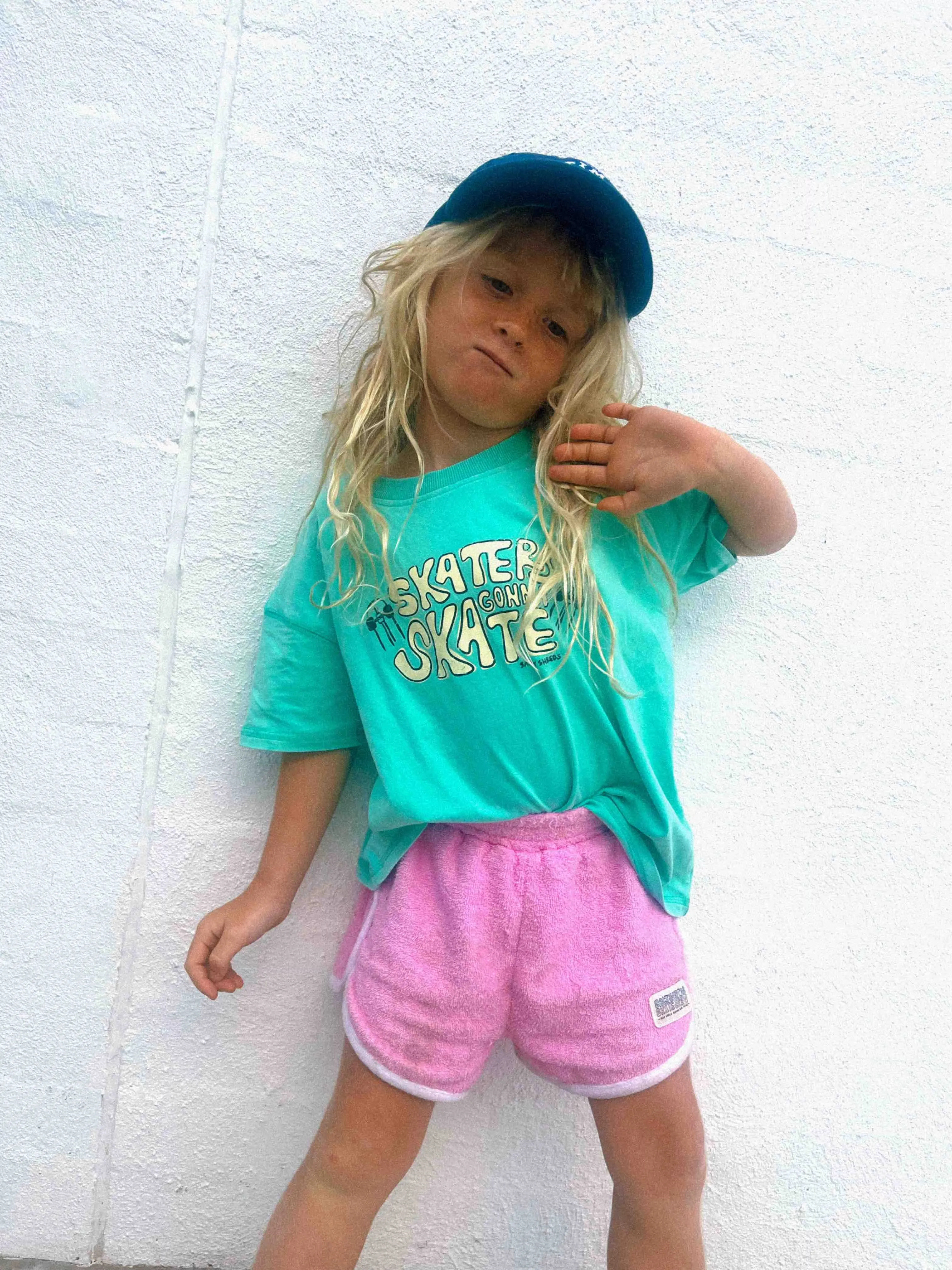 Salty Shreds Skate crew (rad girls doing rad things) retro towel short - Pink