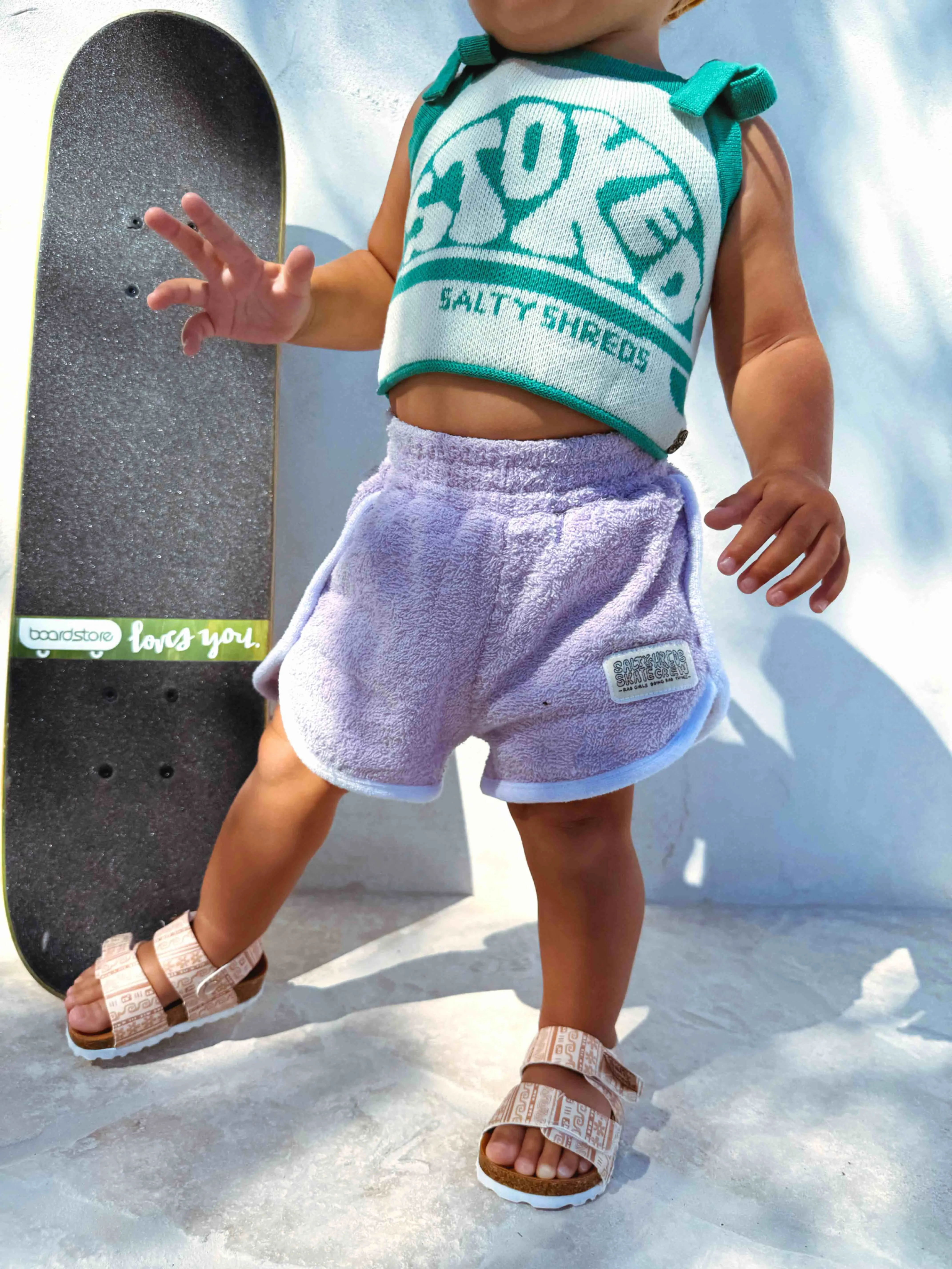 Salty Shreds Skate crew (rad girls doing rad things) retro towel short - Purple