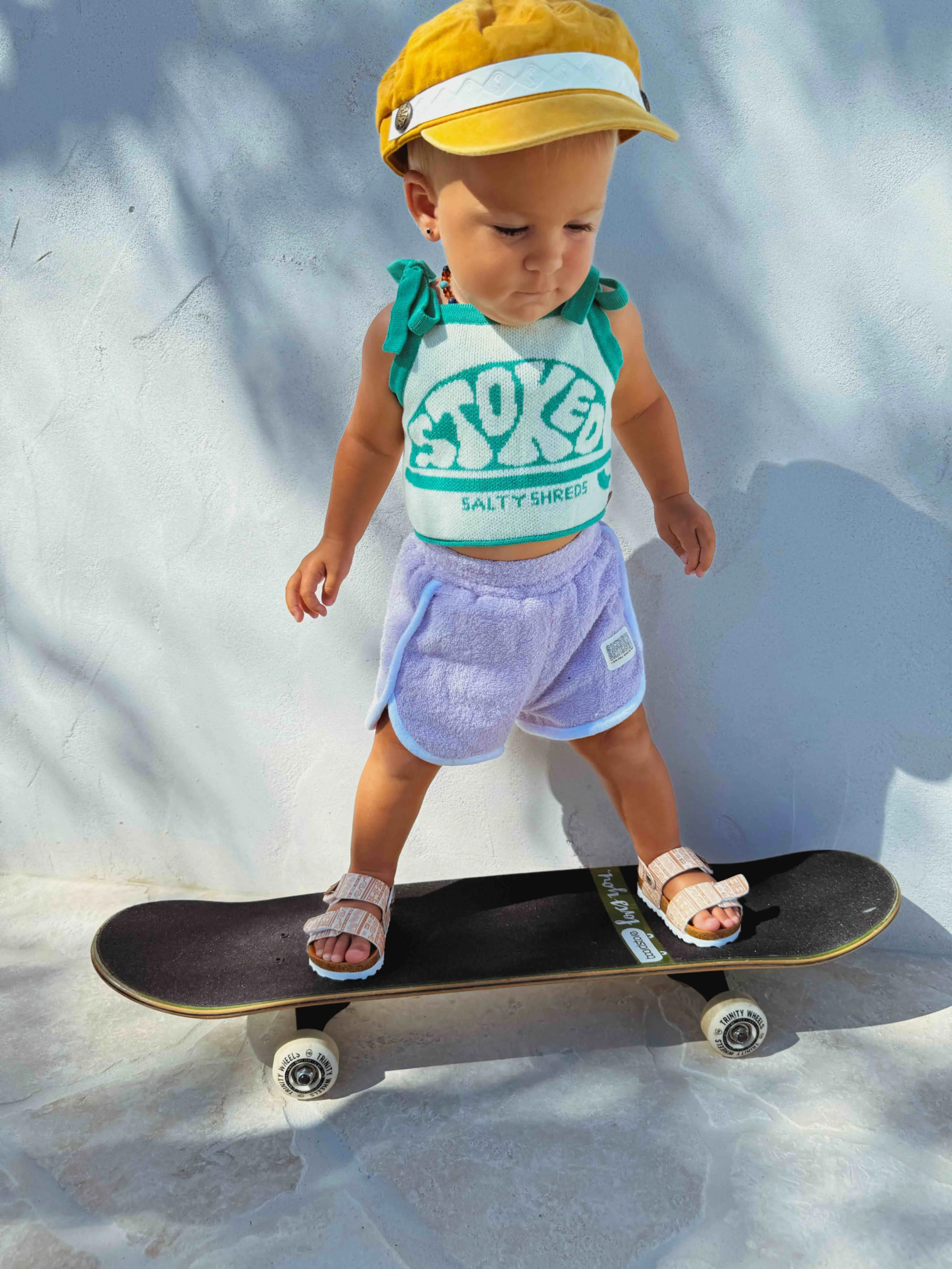 Salty Shreds Skate crew (rad girls doing rad things) retro towel short - Purple