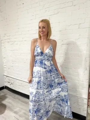 Santorini Coastal Maxi Dress
