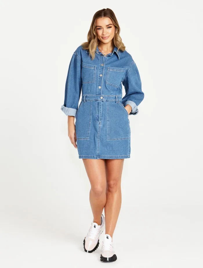 Sass Gabrielle Denim Long Sleeve Dress | 80 Wash