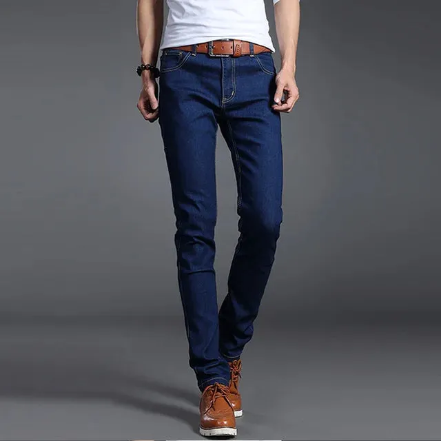 SchattenJeans Herren Frühling Sommer Slim-Fit-Denim-Jeans in Schwarz Grau Blau