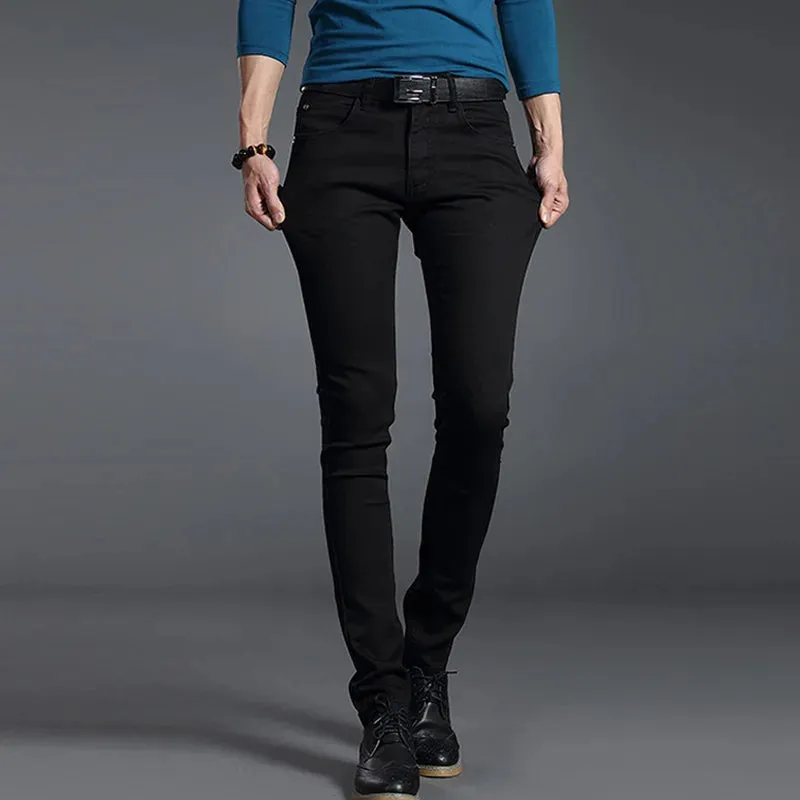 SchattenJeans Herren Frühling Sommer Slim-Fit-Denim-Jeans in Schwarz Grau Blau