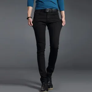 SchattenJeans Herren Frühling Sommer Slim-Fit-Denim-Jeans in Schwarz Grau Blau