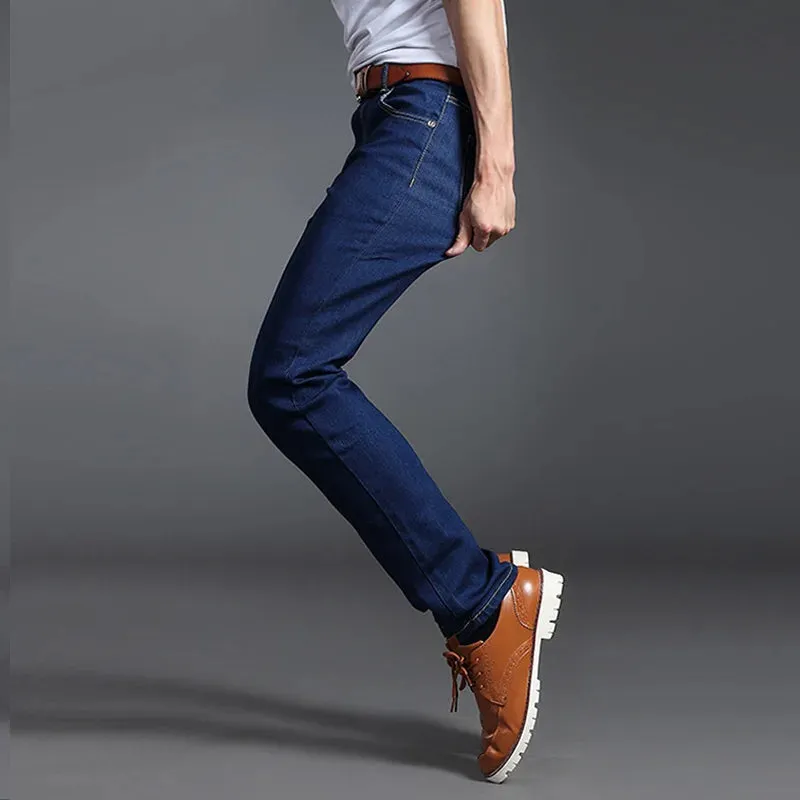 SchattenJeans Herren Frühling Sommer Slim-Fit-Denim-Jeans in Schwarz Grau Blau