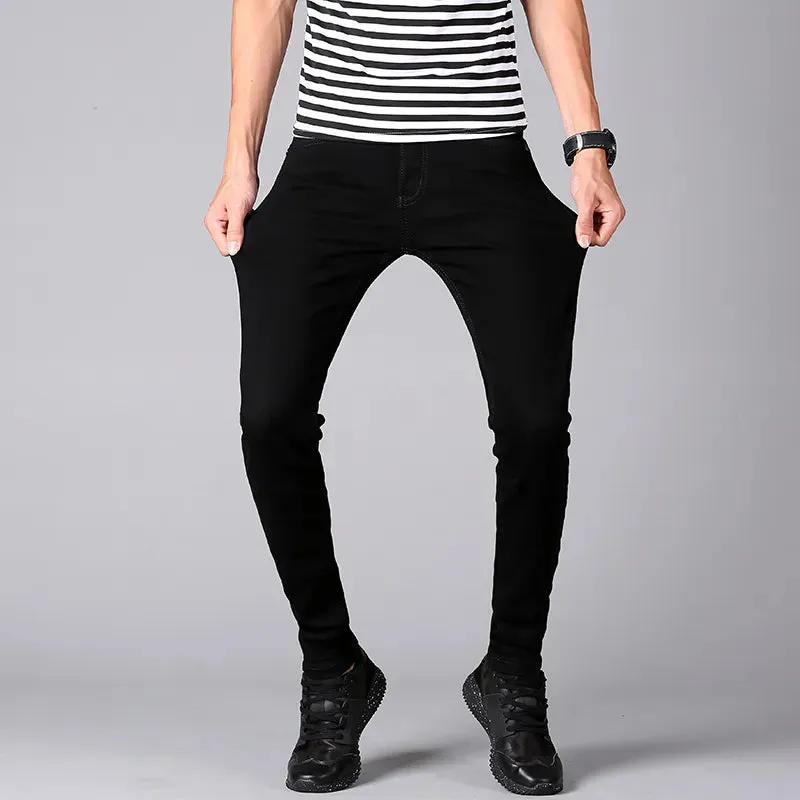 SchattenJeans Herren Frühling Sommer Slim-Fit-Denim-Jeans in Schwarz Grau Blau